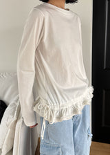 レースフリルロングスリーブTシャツ