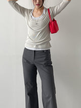 Ribbed Deep U-Neck Crop T-Shirt