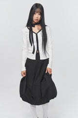 Logo Muffler V-neck Top White