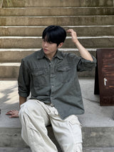 Carder dying washing cropped shirt
