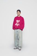 24FW PIXEL BEAR ARTWORK KNIT PINK