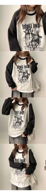 Heart lettering raglan sweatshirt