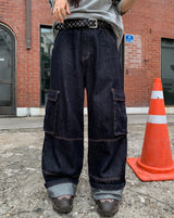 Abe Raw ステッチカーゴデニムパンツ
