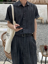 Olin linen indigo half shirts
