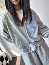 トイド ブルー ナンバー スター パッチ タトゥー ジップ フーディー 2カラー