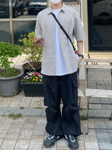 Platinum Grey Nylon Cargo Balloon Pants 2C