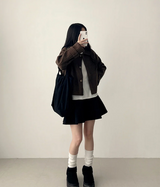 ロートンウールピンタックフレアミニスカート