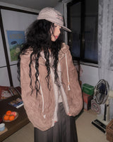 (2color) Bohemian Wrinkle 2-Way Hood Quilted Jumper
