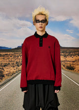  Pique collar oversized fit sweatshirts Burgundy