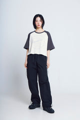 サイクルプリントラグラン ½Tシャツ (charcoal/ivory)