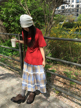 ナティーニレースチェックミディスカート