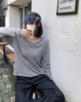 [ORIGINAL] Rainy V-Neck Sheer Long-Sleeve Tee