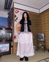 (2color) Frill Wide Ribbon Banding Pants