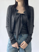 Cervi Sleeveless Button Long Sleeve Cardigan Set