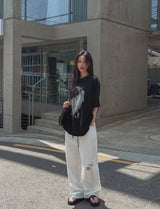 ピーポープリンティドコットン半袖Tシャツ