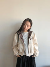 Ginpo Brushed Two-Way Check Color Matching Hood Zip-Up
