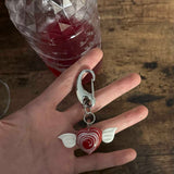 Red angel heart keyring