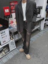 ASCLO Wool Herringbone Retro Jacket & Pants (Charcoal)