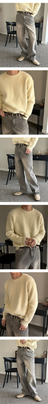 [Unisex] グレーチンウォッシングデニムパンツ