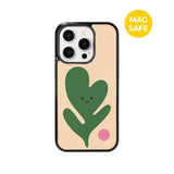 【MADE】シェイププレイ!_アイボリーリーフiPhoneケース [グロッシーグラス/Magsafe]