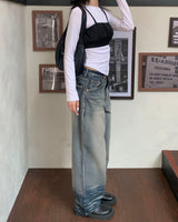 ボトムウェーブデニムパンツ