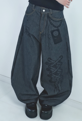 3Dpixel print denim(black)