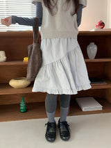 Silk Frill Banding Midi Skirt
