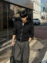Angora semi-cropped collar cardigan