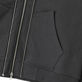 Layered 2-way Zip Hood Zip-up - CHARCOAL
