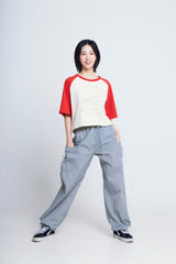 circle print raglan ½T-shirts_red/ivory