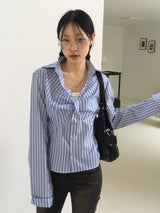 Aton geek chic twisted ribbon striped shirt