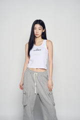 25SS ラウンディングシンボルロゴウィメンズスリーブレス ホワイト