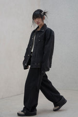 Studded selvage washed denim - Pants