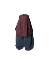 RELABEL Spatial Relationship (R) Multi-coloured Checkered Stripes Detachable Diaper Cover カーブナイフ オーバーサイズ ウォッシュ加工 ダメージ加工 デニム トラウザーズ