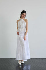 PEARL HALTERNECK TOP / WHITE