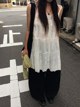 Sento Pintuck Lace Bustier Sleeveless One Piece