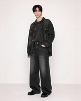 (UNISEX) スクラッチ デニム シャツ ジャケット