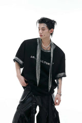 Silver Tie Print Short Sleeve Tee