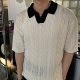 ASCLO Twist Open Collar Short Sleeve Knit (3color)
