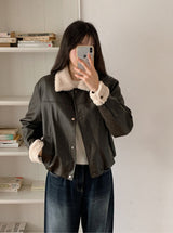 #BY Boa Collar Leather Blouson (2color)