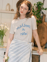 MAISON DE ROLA EMBROIDERY T-SHIRT MELANGE GRAY