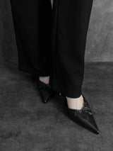 シャーリングレザースティレットヒール (2color)