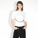[ULKIN] ダブルチェーンタイトTシャツ_ホワイト