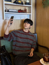 Cozy stripe brush knit