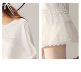Sweet & Cool Lace Accent Ribbon Point Long T-Shirt