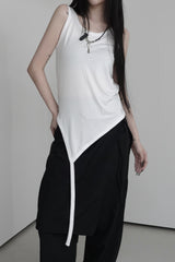 unbalanced layered tail sleeveless (4color)