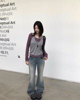 [ORIGINAL] Lucier Rip-Band Bootcut Denim Pants