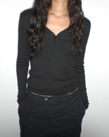 Kaya button T-shirt [Black]