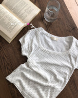Dot Slim U-neck Short Sleeve T-shirt (3color)