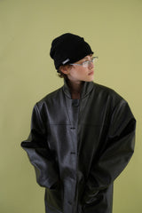 Soft shirring beanie_black